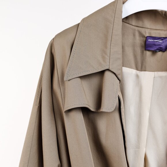 Sharon Wauchob Khaki Cotton Twill Tie-Waist Coat - Picture 4 of 11